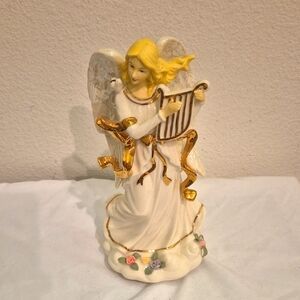 Vintage Sankyo 9" Tall Angel With Harp Music Box "Fur Elise "